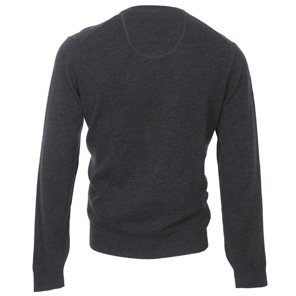 Fynch Hatton Mens Grey Fynch Hatton Merino Cashmere Anthra V Neck Jumper main image