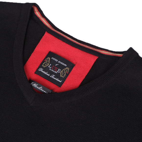 Luke 1977 Mens Black Luke Beechball Black V Neck Jumper main image