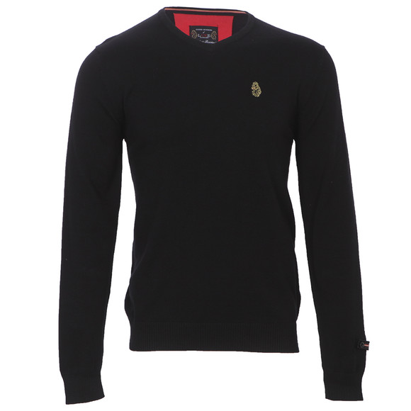 Luke 1977 Mens Black Luke Beechball Black V Neck Jumper main image
