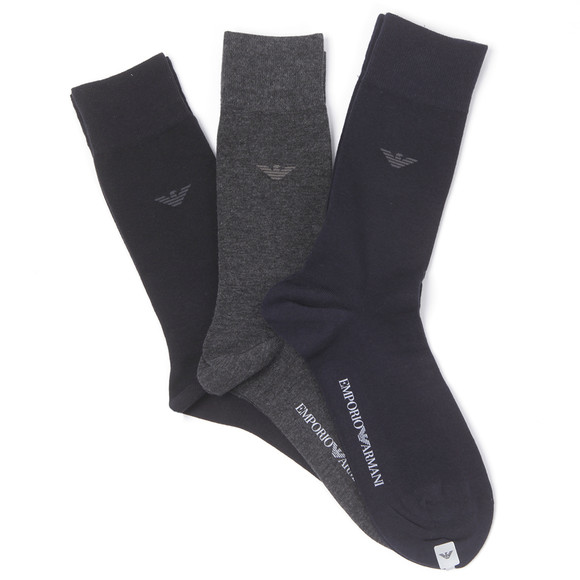 Emporio Armani Mens Black 3 Pack Socks #1