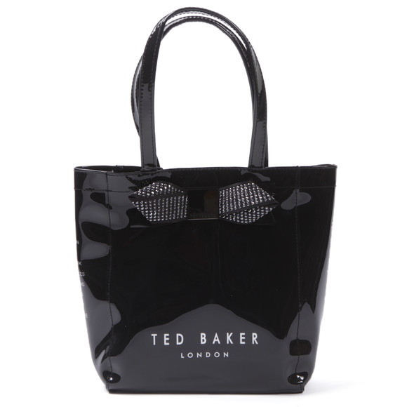 Ted Baker Womens Black Ted Baker Ticon Black Metallic Small Bow Gem Ikon Bag #1