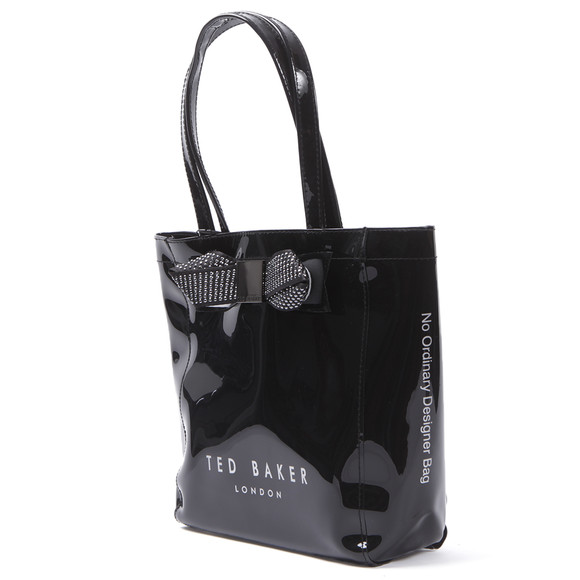 Ted Baker Womens Black Ted Baker Ticon Black Metallic Small Bow Gem Ikon Bag #4
