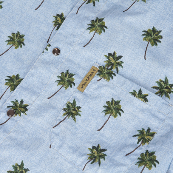 Armani Jeans Mens Blue Armani Jeans V6C54 Palm Print Shirt #3