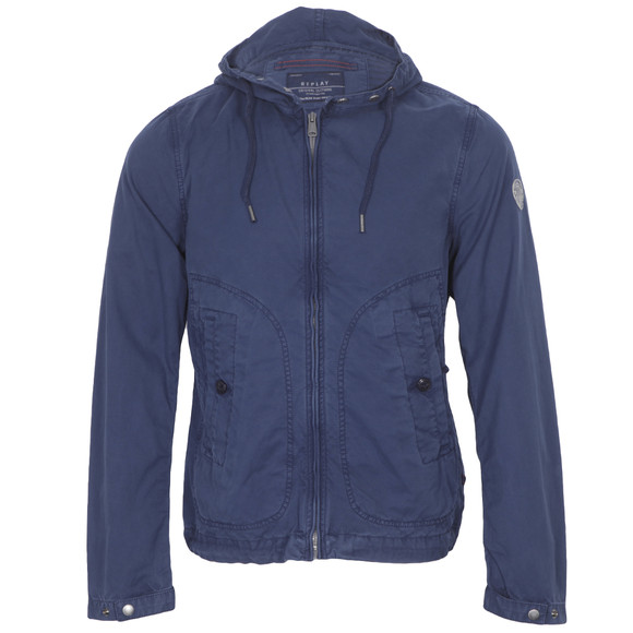 Replay Mens Blue Replay M8545 Washed Navy Hooded Jacket main image
