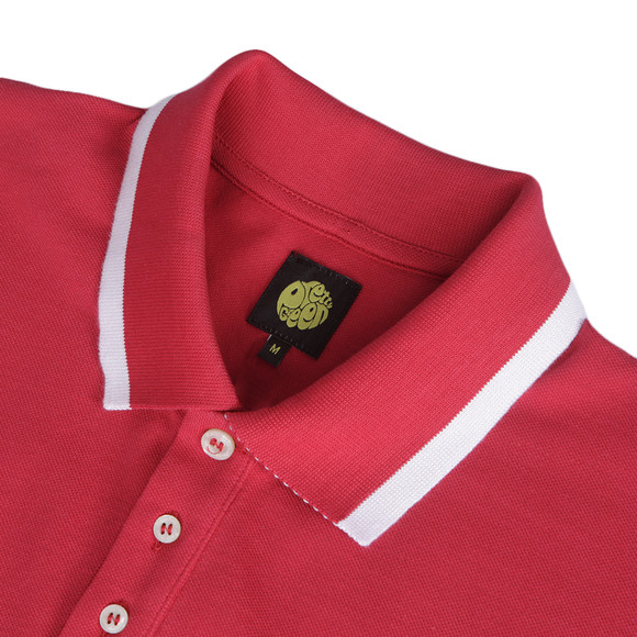 Pretty Green Mens Red Pretty Green Red Stripe Collar Polo main image