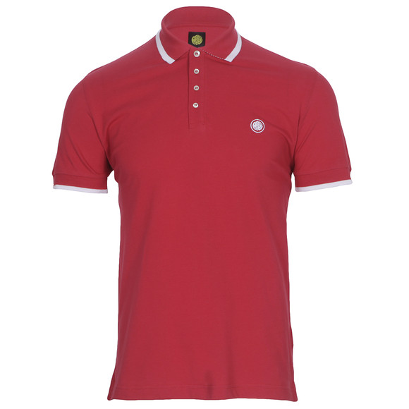 Pretty Green Mens Red Pretty Green Red Stripe Collar Polo main image