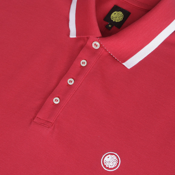 Pretty Green Mens Red Pretty Green Red Stripe Collar Polo main image