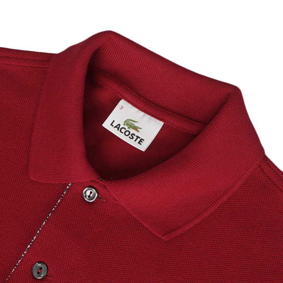 Lacoste Mens Red Lacoste PH1981 Burgundy Ribbed Collar Polo Shirt main image