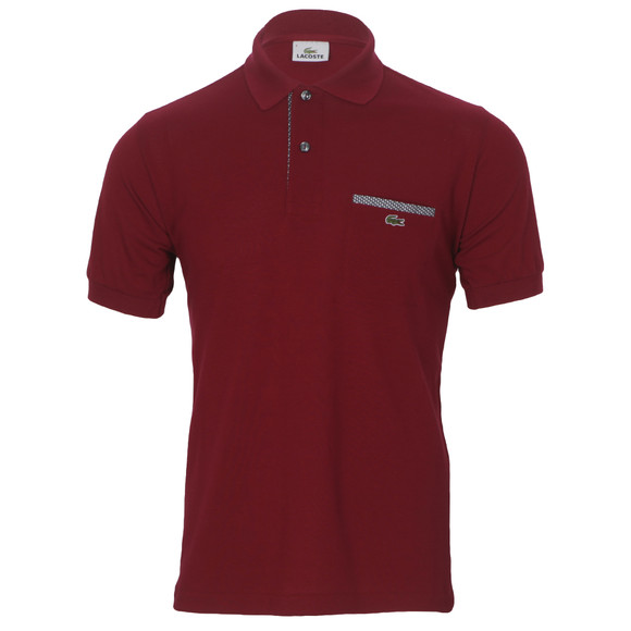 Lacoste Mens Red Lacoste PH1981 Burgundy Ribbed Collar Polo Shirt main image