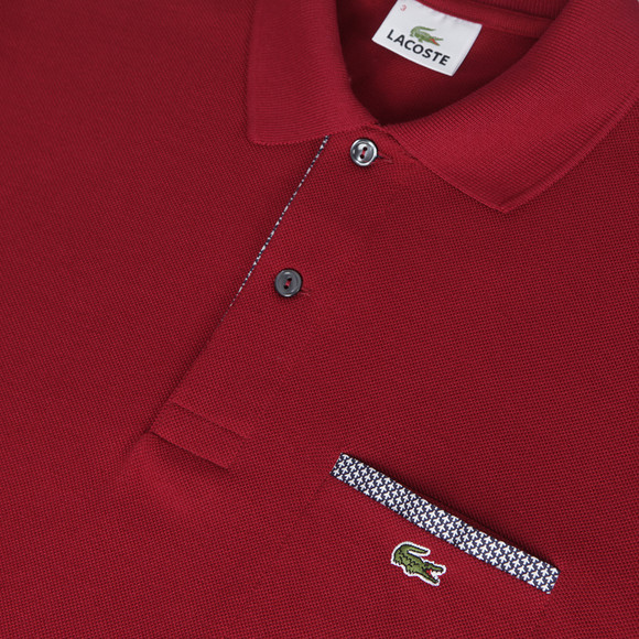 Lacoste Mens Red Lacoste PH1981 Burgundy Ribbed Collar Polo Shirt main image