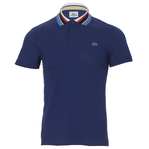 Lacoste Mens Blue Lacoste PH8403 Encrier Coloured Collar Polo Shirt #1