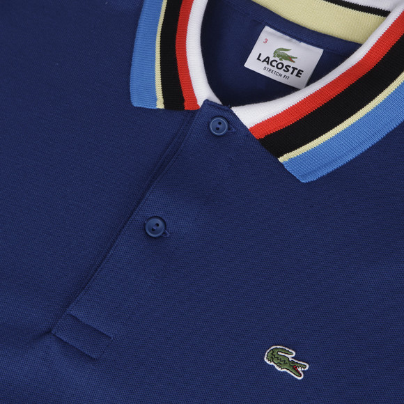 Lacoste Mens Blue Lacoste PH8403 Encrier Coloured Collar Polo Shirt #3