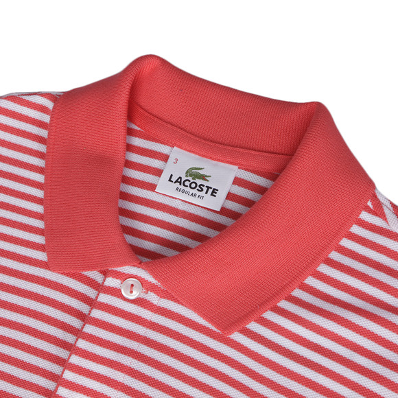 Lacoste Mens Orange Lacoste PH8406 Santal Ribbed Collar Striped Polo #2