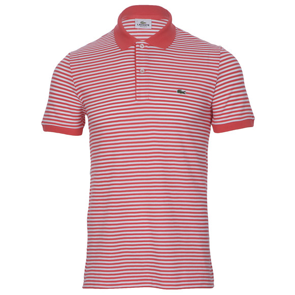 Lacoste Mens Orange Lacoste PH8406 Santal Ribbed Collar Striped Polo #1