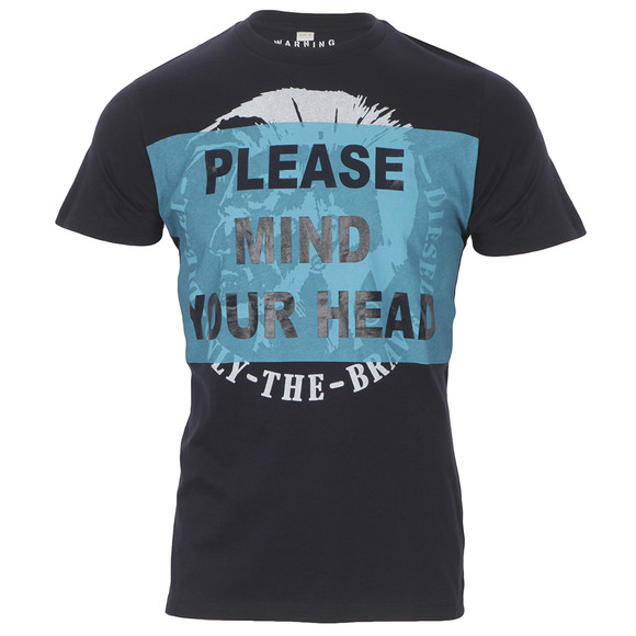 Diesel Mens Blue Diesel Dark Navy T-Mind Crew T-Shirts #1