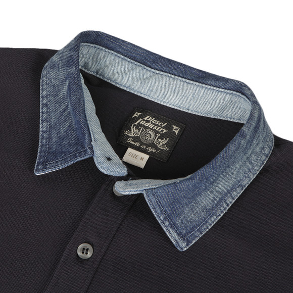 Diesel Mens Blue Diesel Navy T-Brillo Denim Collar Polo #2