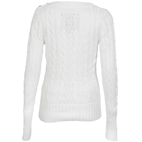 Superdry Womens White Superdry Croyde Summer Cable Crew Jumper #3