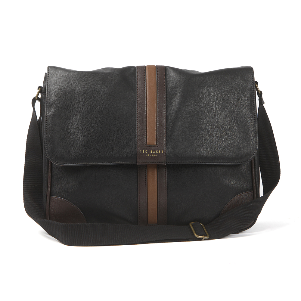 Ted Baker Clulow Central Stripe Messenger Black Bag Oxygen Clothing