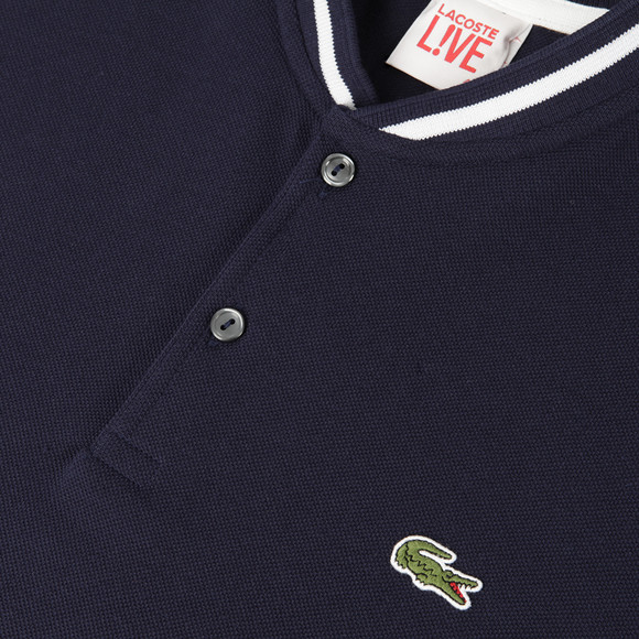Lacoste Live Mens Blue Lacoste PH8224 Marine/Blanc Collarless Polo main image