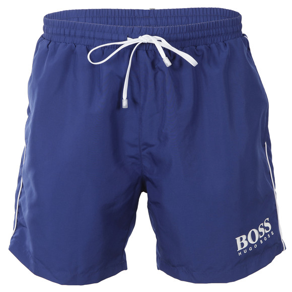 BOSS Bodywear Mens Blue Hugo Boss Starfish Mid Blue Swim Short #1