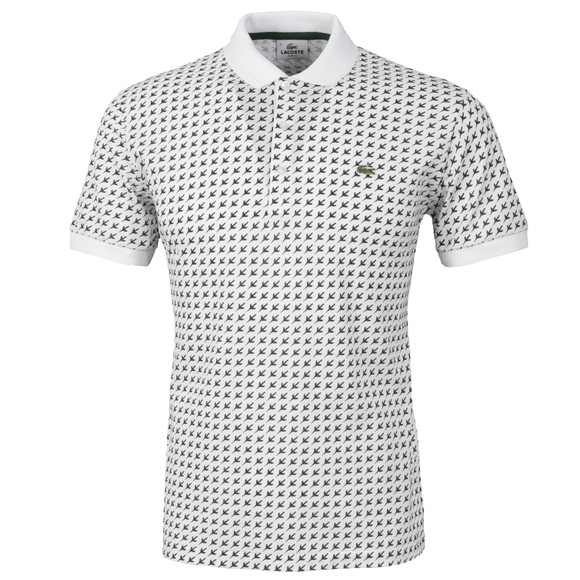 Lacoste Mens White Lacoste PH8422 White/Green Polo #1