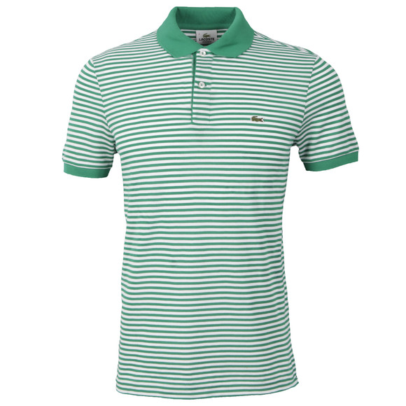 Lacoste Mens Green Lacoste PH8406 Arbuste Ribbed Collar Striped Polo #1