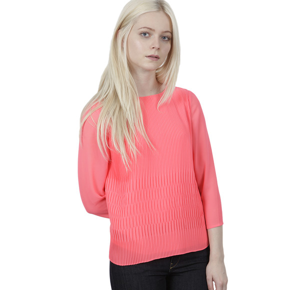Ted Baker Womens Pink Gyda Long Sleeve Pleat Top #1
