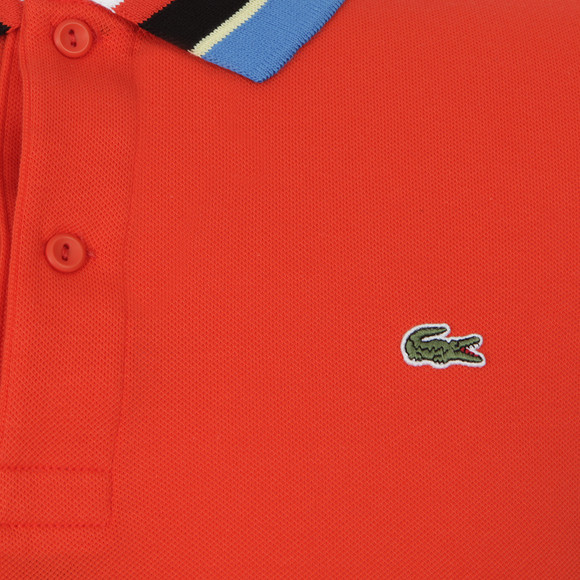 Lacoste Mens Orange Lacoste PH8403 Etna Coloured Collar Polo Shirt main image