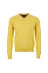 Fynch Hatton Mens Yellow Fynch Hatton Superfine Yellow Cotton V-Neck Jumper