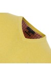 Fynch Hatton Mens Yellow Fynch Hatton Superfine Yellow Cotton V-Neck Jumper