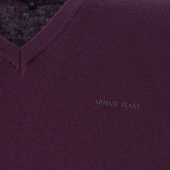 Armani Jeans Mens Purple 06W96 Purple V Neck Jumper main image