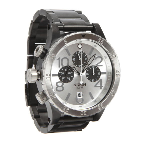 Nixon Mens Black Nixon 48-20 Black/Silver Chrono Watch main image