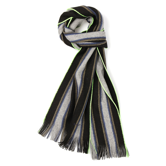 Paul Smith Jeans Mens Black Reversible College Stripe Scarf #1