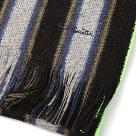 Paul Smith Jeans Mens Black Reversible College Stripe Scarf #2