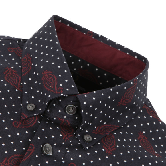 Fred Perry Drakes Mens Blue Long Sleeve Paisley Shirt main image