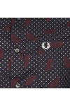 Fred Perry Drakes Mens Blue Long Sleeve Paisley Shirt
