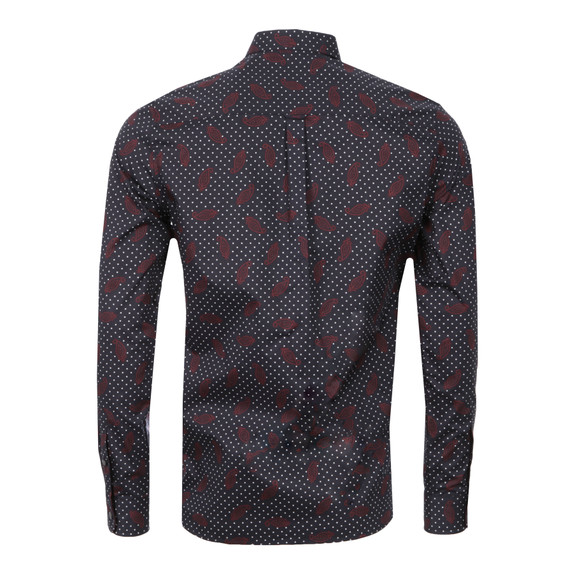 Fred Perry Drakes Mens Blue Long Sleeve Paisley Shirt main image