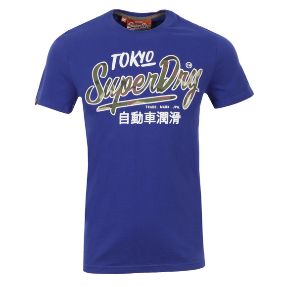 Superdry Mens Blue Ticket Type Camo T-Shirt main image