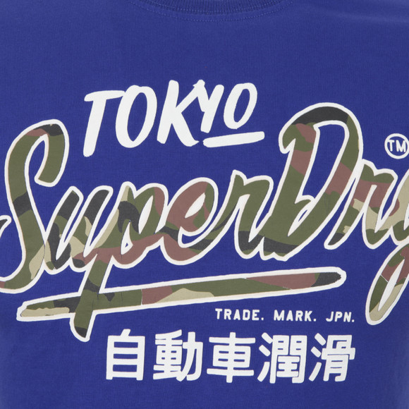 Superdry Mens Blue Ticket Type Camo T-Shirt main image