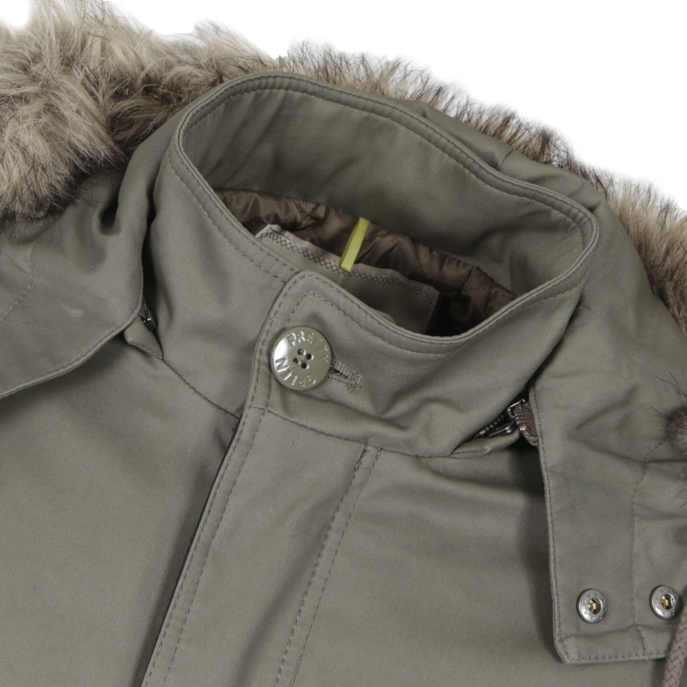 pretty green faux fur trim hooded parka