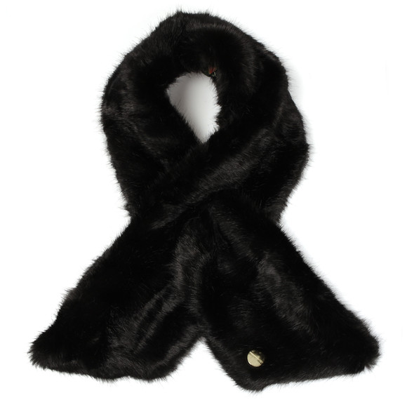 Ted Baker Womens Black Tesha Faux Fur Textured Long Scarf main image