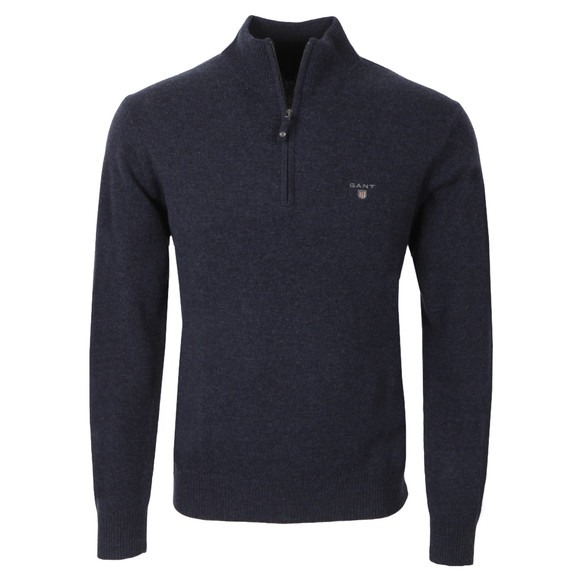 Gant Mens Blue Lambswool Half Zip Jumper main image