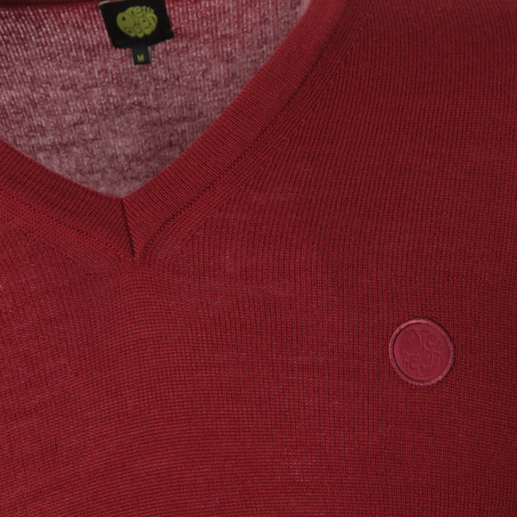 Pretty Green Mens Red Hanover V Neck Jumper main image