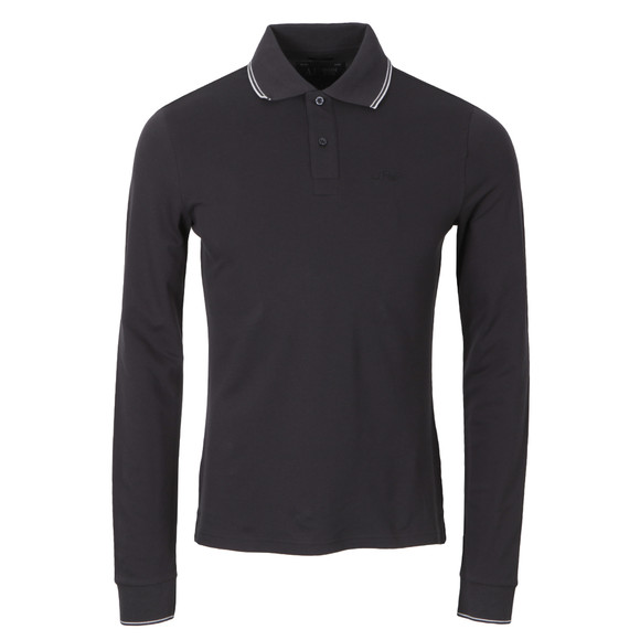 Armani Jeans Mens Blue 06M36 Long Sleeve Tipped Polo Shirt #1