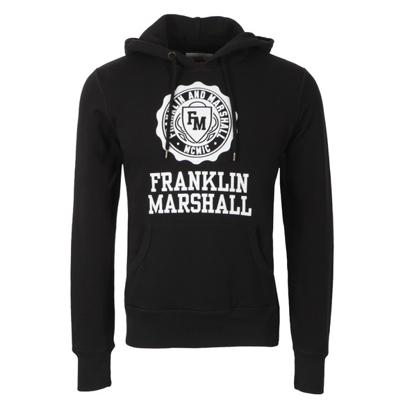 Franklin & Marshall Mens Black Large Crest Print Hoody main image