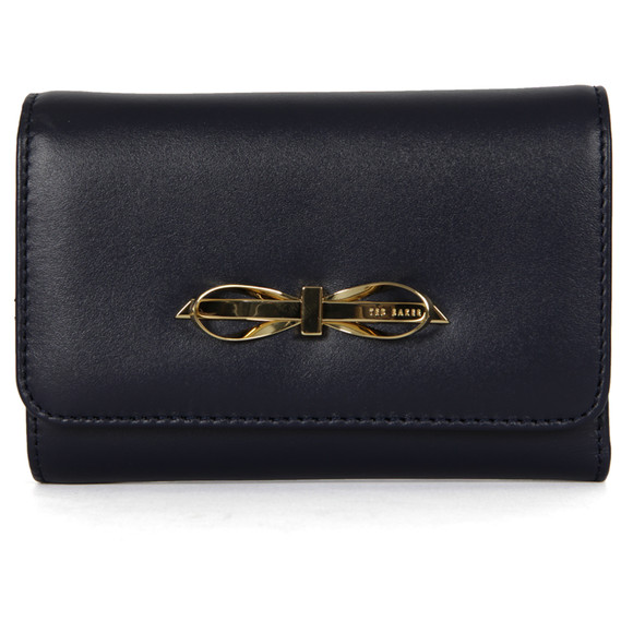 Ted Baker Womens Blue Darcie Metal Slim Bow Leather Purse main image