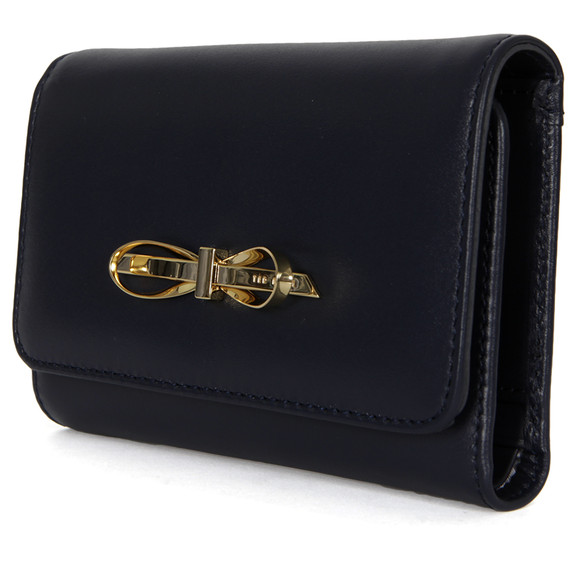 Ted Baker Womens Blue Darcie Metal Slim Bow Leather Purse main image