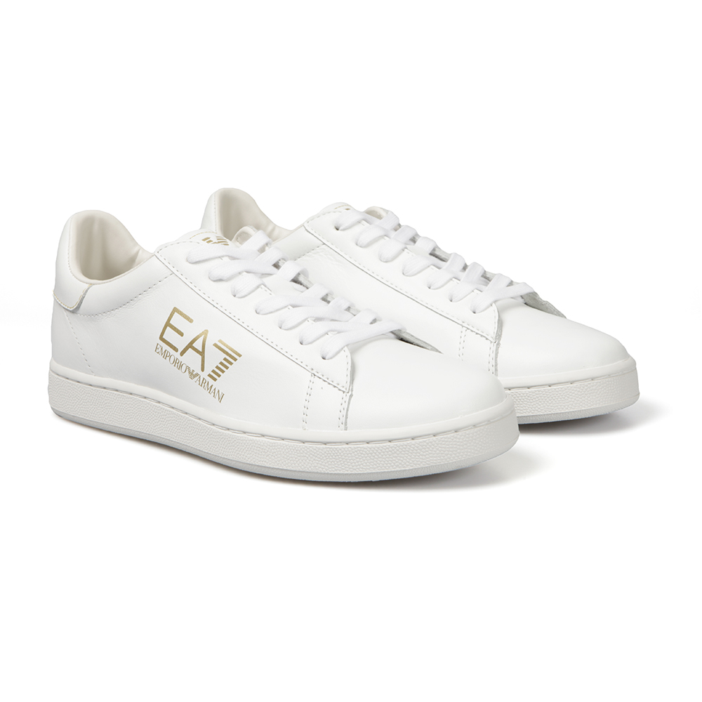 EA7 Emporio Armani Logo Leather Trainer | Masdings