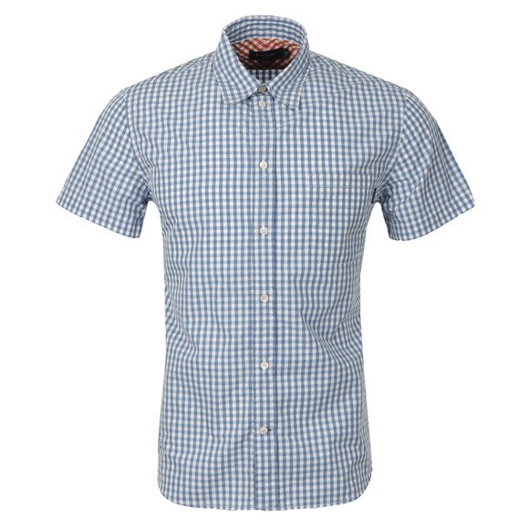 Paul Smith Jeans Mens Blue Gingham Short Sleeve Shirt #1