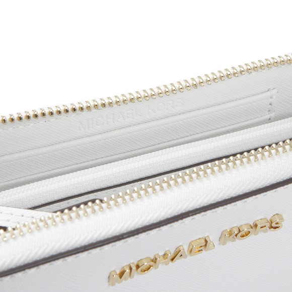 Michael Kors Womens White Jet Set Travel Large Coin Multi Function Phone Case main image